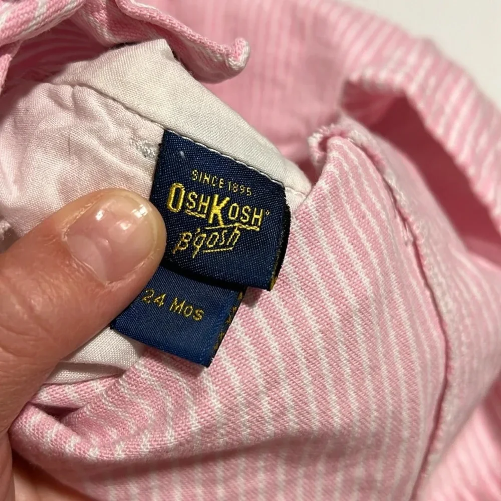 Oshkosh- pink/white 24 month overalls dress‎